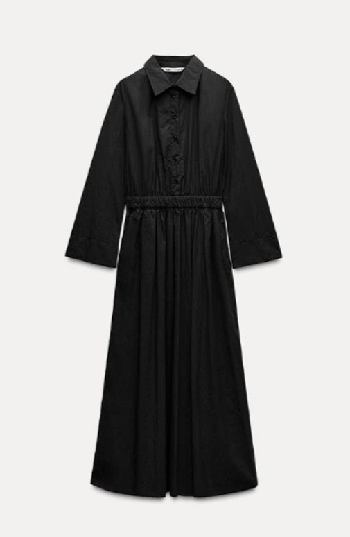 Черное платье-рубашка Zara