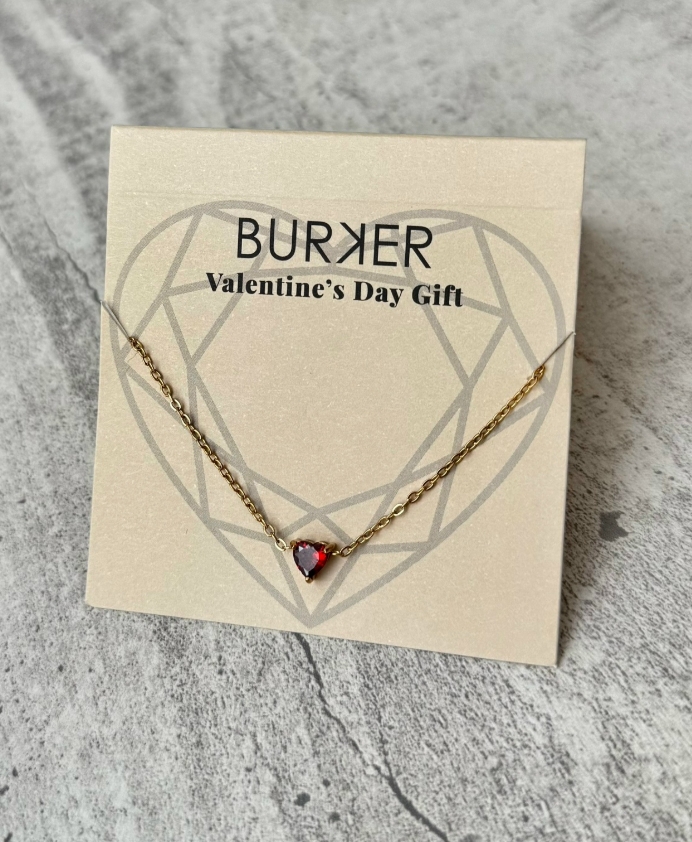 колье Burker Valentine's Day Gift Heart Necklace Gold Red