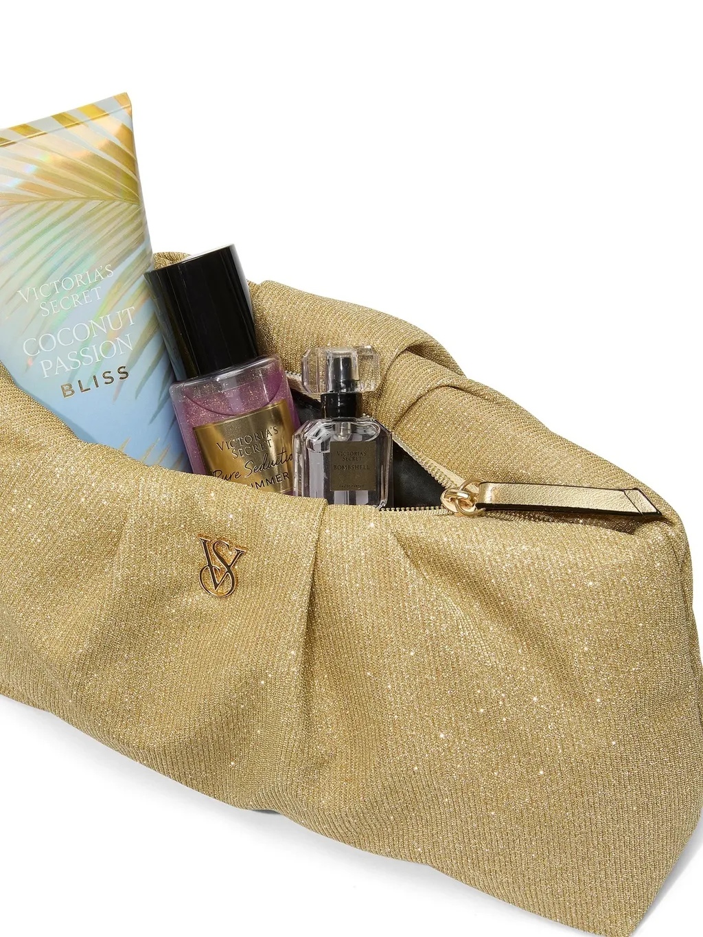 косметичка Victoria's Secret Glitter Pouch Gold