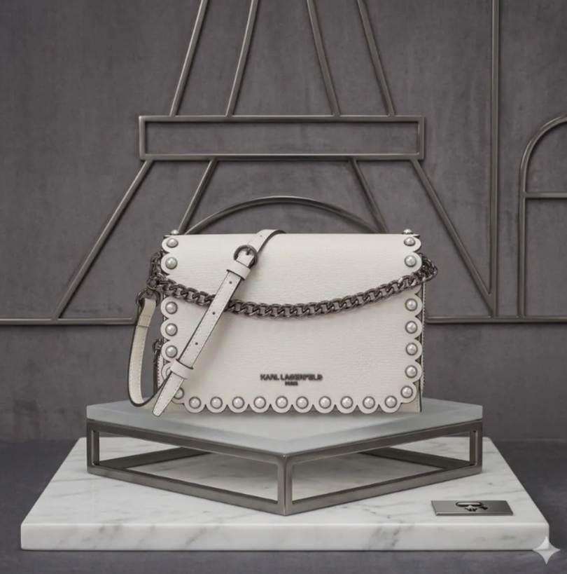 сумка Karl Lagerfeld Studded Shoulder Bag White