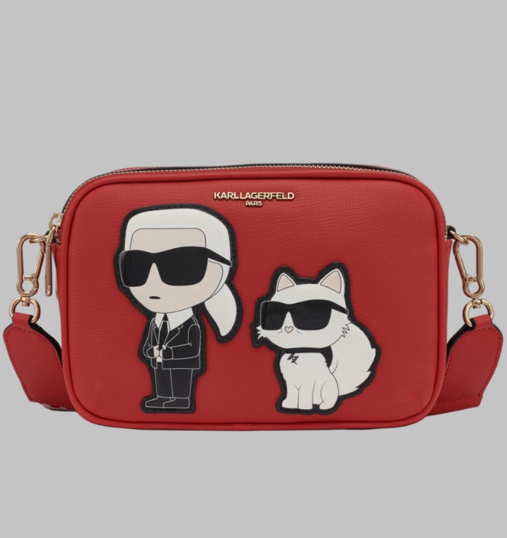 сумка Karl Lagerfeld Paris Karl & Choupette Patch Crossbody Bag Red