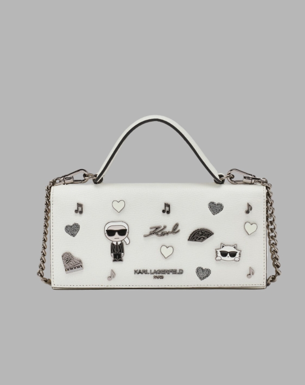 сумка Karl Lagerfeld Paris Leather Top Handle Flap Bag White