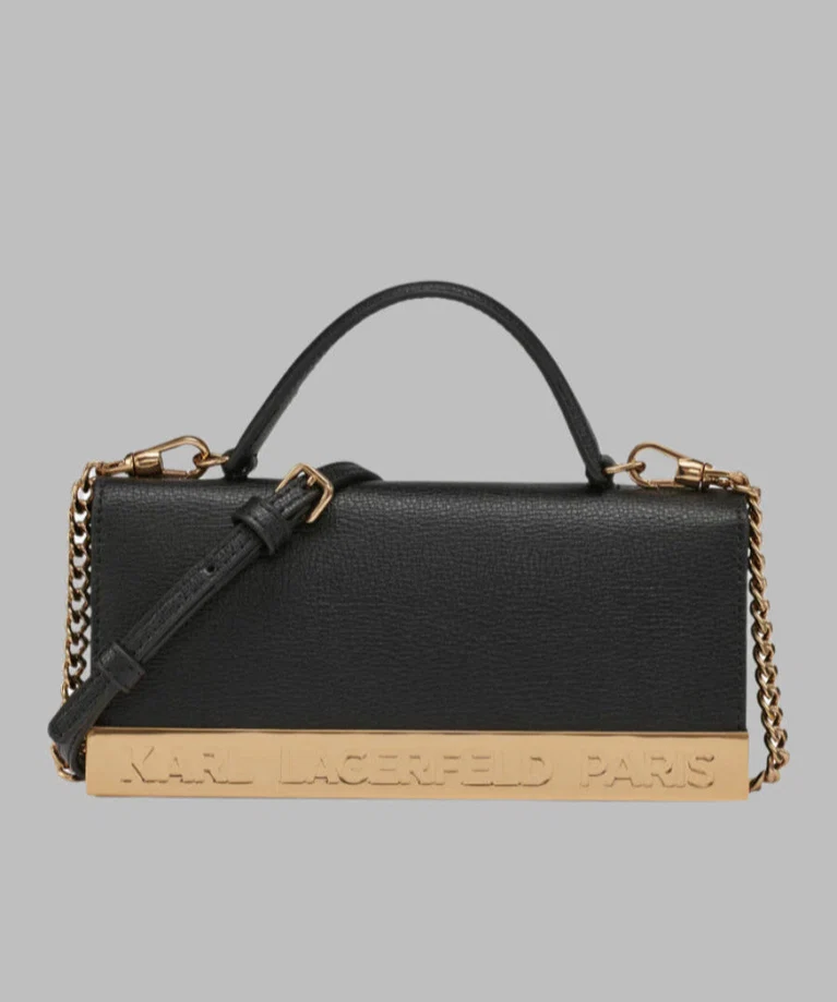 сумка Karl Lagerfeld Paris Leather Top Handle Flap Bag Black