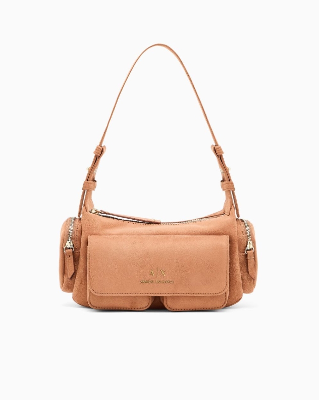 сумка Armani Exchange Suede Shoulder Bag Camel