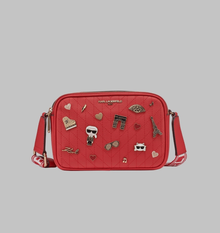 сумка Karl Lagerfeld Paris Quilted Pins Camera Bag Red