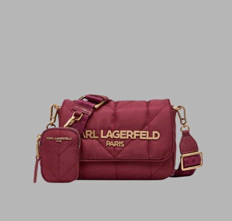 сумка Karl Lagerfeld Paris Quilted Nylon Crossbody Bag Burgundy