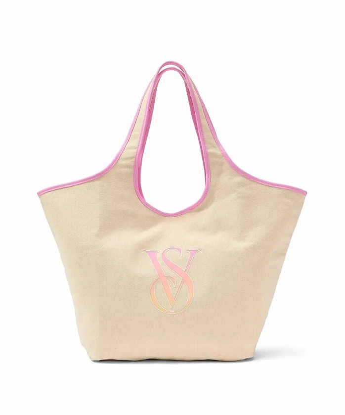 сумка Victoria's Secret Canvas Logo Tote Beige/Pink