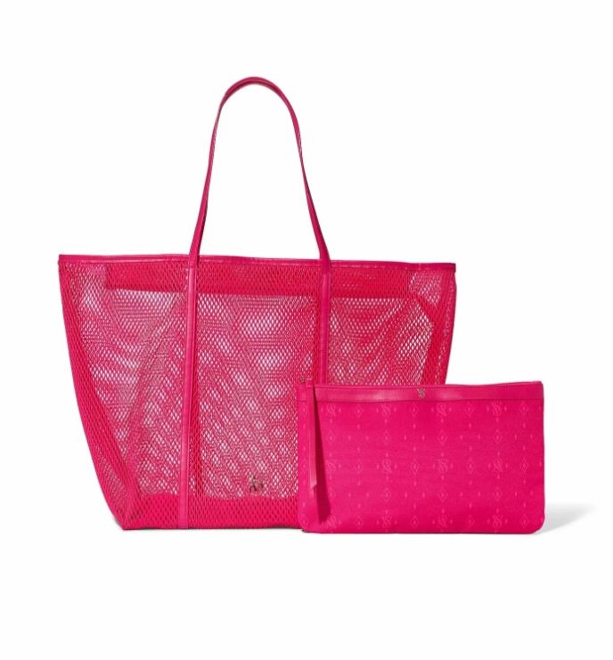 сумка Victoria's Secret Mesh Tote Bag with Pouch Bright Pink