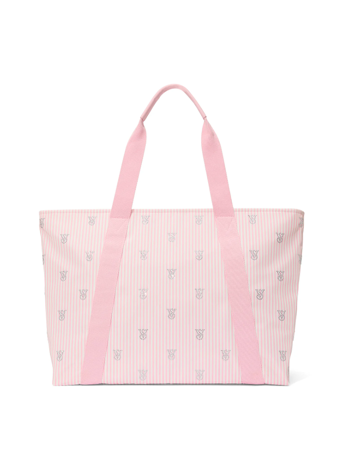 сумка Victoria's Secret Heritage Striped Rhinestone Tote Pink/White