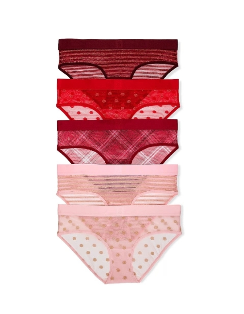 Комплект Victoria's Secret Sheer Heritage Shimmer из пяти полупрозрачных трусов-хипхаггеров