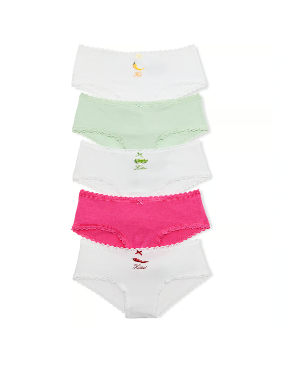 Victoria's Secret 5 пар хлопковых трусиков с кружевной отделкой